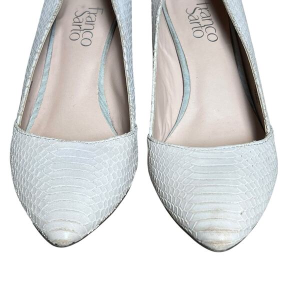 Franco Sarto Frankie Taupe Greige Reptile Wedge Pumps Size 7.5 - Picture 4 of 11